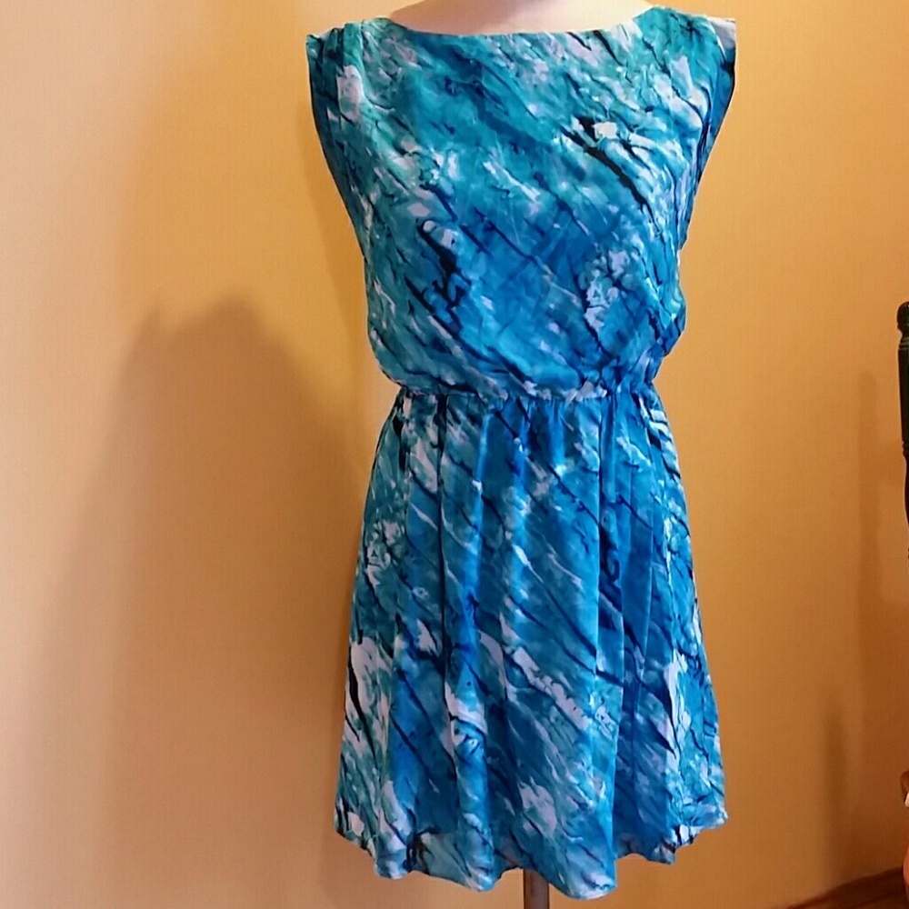 Alice + Olivia Blue Pleated Sundress Sleeveless